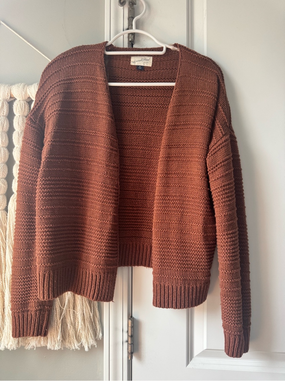 Universal thread orange rust xs chunky open cardigan